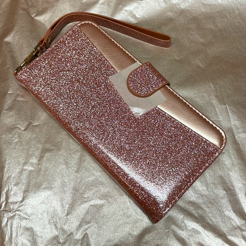 NIB Coolwee iPhone 14 Plus 6.7” Wallet Rose Gold Phone Case